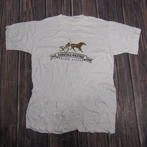 Vintage Saratoga Raceway Shirt Mens Medium White 50th Golden Season 1991 90s